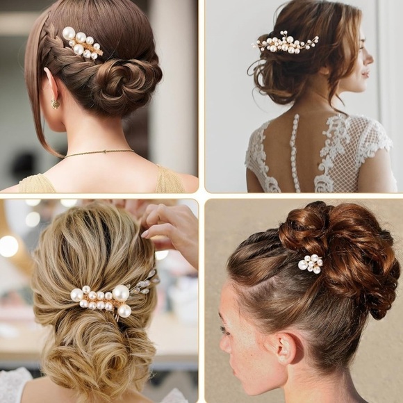 5 Pieces Pearl Hair Comb Gold Bridal Hair ✨✨✨? main image 8